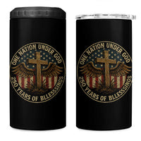 Blessings America 250 Years 4 in 1 Can Cooler Tumbler One Nation Under God USA 250th Anniversary Patriotic Cross - Wonder Print Shop