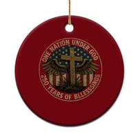 Blessings America 250 Years Ceramic Ornament One Nation Under God USA 250th Anniversary Patriotic Cross - Wonder Print Shop