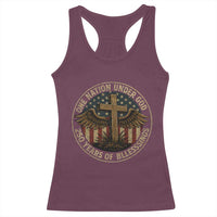 Blessings America 250 Years Racerback Tank Top One Nation Under God USA 250th Anniversary Patriotic Cross - Wonder Print Shop