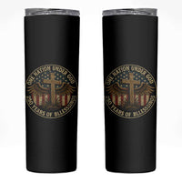 Blessings America 250 Years Skinny Tumbler One Nation Under God USA 250th Anniversary Patriotic Cross - Wonder Print Shop