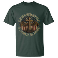 Blessings America 250 Years T Shirt One Nation Under God USA 250th Anniversary Patriotic Cross - Wonder Print Shop