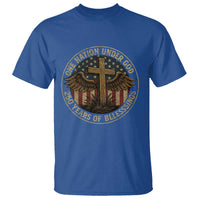 Blessings America 250 Years T Shirt One Nation Under God USA 250th Anniversary Patriotic Cross - Wonder Print Shop