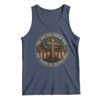 Blessings America 250 Years Tank Top One Nation Under God USA 250th Anniversary Patriotic Cross - Wonder Print Shop