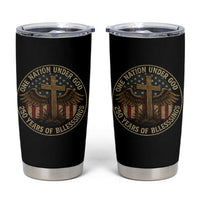 Blessings America 250 Years Tumbler Cup One Nation Under God USA 250th Anniversary Patriotic Cross - Wonder Print Shop