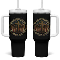 Blessings America 250 Years Tumbler With Handle One Nation Under God USA 250th Anniversary Patriotic Cross - Wonder Print Shop