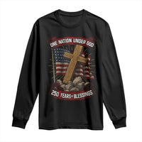 Blessings America Long Sleeve Shirt One Nation Under God USA 250th Anniversary Patriotic Christian - Wonder Print Shop