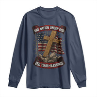 Blessings America Long Sleeve Shirt One Nation Under God USA 250th Anniversary Patriotic Christian - Wonder Print Shop