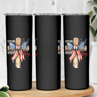 250 Years America Skinny Tumbler Coquette Bow Cross American 4th Of July 250th Anniversary - Wonder Print Shop