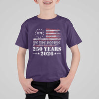 250 Years America Flag T Shirt For Kid USA 250th Anniversary Patriotic We The People 1776 2026 - Wonder Print Shop