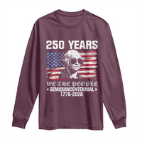250 Years America Flag Long Sleeve Shirt George Washington 1776 2026 USA 250th Anniversary Patriotic - Wonder Print Shop