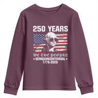 250 Years America Flag Youth Sweatshirt George Washington 1776 2026 USA 250th Anniversary Patriotic - Wonder Print Shop