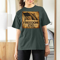 Freedom 250 Years America T Shirt For Women Retro Vintage 250th Anniversary USA - Wonder Print Shop