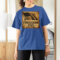 Freedom 250 Years America T Shirt For Women Retro Vintage 250th Anniversary USA - Wonder Print Shop