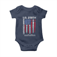 250th American Anniversary Baby Onesie 250 Years America USA Flag Fighter Jets Patriotic Veterans - Wonder Print Shop