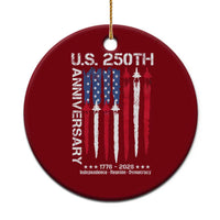 250th American Anniversary Ceramic Ornament 250 Years America USA Flag Fighter Jets Patriotic Veterans - Wonder Print Shop