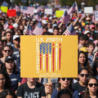 250th American Anniversary Protest Sign 250 Years America USA Flag Fighter Jets Patriotic Veterans - Wonder Print Shop