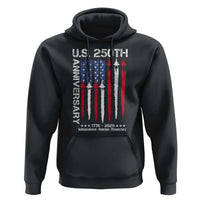 250th American Anniversary Hoodie 250 Years America USA Flag Fighter Jets Patriotic Veterans - Wonder Print Shop