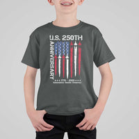 250th American Anniversary T Shirt For Kid 250 Years America USA Flag Fighter Jets Patriotic Veterans - Wonder Print Shop