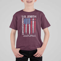 250th American Anniversary T Shirt For Kid 250 Years America USA Flag Fighter Jets Patriotic Veterans - Wonder Print Shop