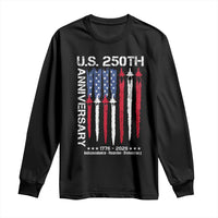 250th American Anniversary Long Sleeve Shirt 250 Years America USA Flag Fighter Jets Patriotic Veterans - Wonder Print Shop