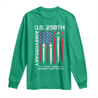 250th American Anniversary Long Sleeve Shirt 250 Years America USA Flag Fighter Jets Patriotic Veterans - Wonder Print Shop