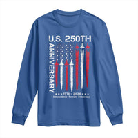 250th American Anniversary Long Sleeve Shirt 250 Years America USA Flag Fighter Jets Patriotic Veterans - Wonder Print Shop