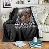 Funny Meme Hold Your Horses Throw Blanket Vintage 90s Style Bootleg Graphic - Wonder Print Shop