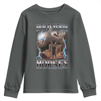 Funny Meme Hold Your Horses Youth Sweatshirt Vintage 90s Style Bootleg Graphic - Wonder Print Shop