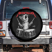Rock On Vintage Drummer Cat Spare Tire Cover Vintage 90s 80s Band Style Gift for Cat Owners - Wonder Print Shop