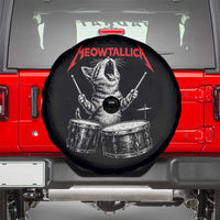 Rock On Vintage Drummer Cat Spare Tire Cover Vintage 90s 80s Band Style Gift for Cat Owners - Wonder Print Shop