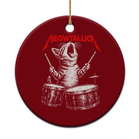 Rock On Vintage Drummer Cat Ceramic Ornament Vintage 90s 80s Band Style Gift for Cat Owners - Wonder Print Shop