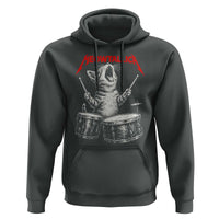 Rock On Vintage Drummer Cat Hoodie Vintage 90s 80s Band Style Gift for Cat Owners - Wonder Print Shop