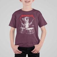 Rock On Vintage Drummer Cat T Shirt For Kid Vintage 90s 80s Band Style Gift for Cat Owners - Wonder Print Shop