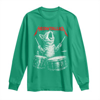 Rock On Vintage Drummer Cat Long Sleeve Shirt Vintage 90s 80s Band Style Gift for Cat Owners - Wonder Print Shop