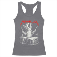 Rock On Vintage Drummer Cat Racerback Tank Top Vintage 90s 80s Band Style Gift for Cat Owners - Wonder Print Shop