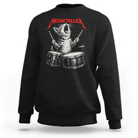 Rock On Vintage Drummer Cat Sweatshirt Vintage 90s 80s Band Style Gift for Cat Owners - Wonder Print Shop