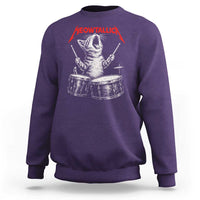 Rock On Vintage Drummer Cat Sweatshirt Vintage 90s 80s Band Style Gift for Cat Owners - Wonder Print Shop