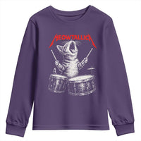 Rock On Vintage Drummer Cat Youth Sweatshirt Vintage 90s 80s Band Style Gift for Cat Owners - Wonder Print Shop