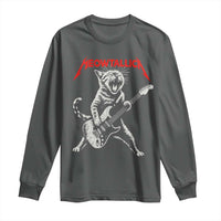 Funny Cat Playing Guitar Long Sleeve Shirt Vintage 90s Classic Rock Star Cat Graphic Rock and Roll - Wonder Print Shop