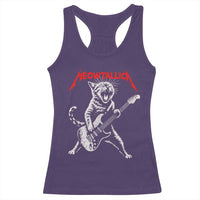 Funny Cat Playing Guitar Racerback Tank Top Vintage 90s Classic Rock Star Cat Graphic Rock and Roll - Wonder Print Shop