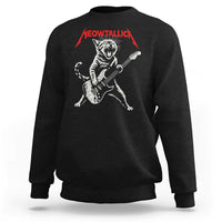 Funny Cat Playing Guitar Sweatshirt Vintage 90s Classic Rock Star Cat Graphic Rock and Roll - Wonder Print Shop
