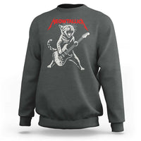 Funny Cat Playing Guitar Sweatshirt Vintage 90s Classic Rock Star Cat Graphic Rock and Roll - Wonder Print Shop