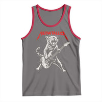 Funny Cat Playing Guitar Tank Top Vintage 90s Classic Rock Star Cat Graphic Rock and Roll - Wonder Print Shop