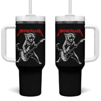 Funny Cat Playing Guitar Tumbler With Handle Vintage 90s Classic Rock Star Cat Graphic Rock and Roll - Wonder Print Shop