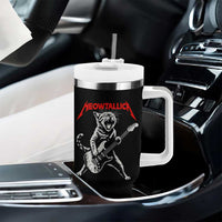Funny Cat Playing Guitar Tumbler With Handle Vintage 90s Classic Rock Star Cat Graphic Rock and Roll - Wonder Print Shop