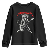 Funny Cat Playing Guitar Youth Sweatshirt Vintage 90s Classic Rock Star Cat Graphic Rock and Roll - Wonder Print Shop