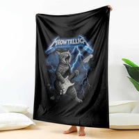 Funny Cat Playing Guitar Throw Blanket Vintage 90s Style Bootleg Graphic Rock Star Rock Cat - Wonder Print Shop