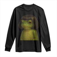 Funny Frog Bob Haircut Meme Long Sleeve Shirt Silly Toad Trends - Wonder Print Shop