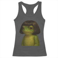 Funny Frog Bob Haircut Meme Racerback Tank Top Silly Toad Trends - Wonder Print Shop