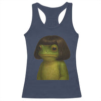Funny Frog Bob Haircut Meme Racerback Tank Top Silly Toad Trends - Wonder Print Shop